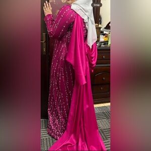 Elegant Pink Gown with Silver Accents